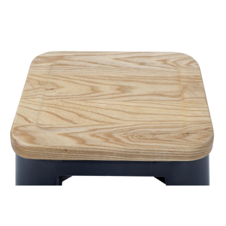 Tabouret bistro haut en acier gris avec assise en bois Bolero lot de 4