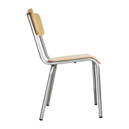 Chaises avec assise et dossier en bois Bolero Cantina galvanis&eacute;es (lot de 4)