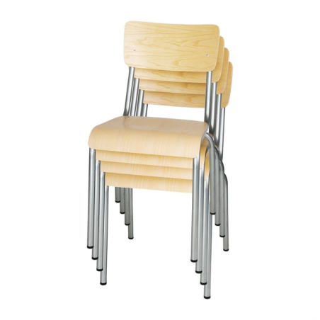 Chaises avec assise et dossier en bois Bolero Cantina galvanis&eacute;es (lot de 4)
