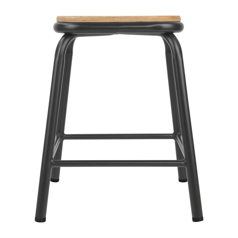 Tabourets bas avec assise en bois Bolero Cantina gris m&eacute;tal (lot de 4)