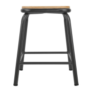 Tabourets bas avec assise en bois Bolero Cantina gris m&eacute;tal (lot de 4)