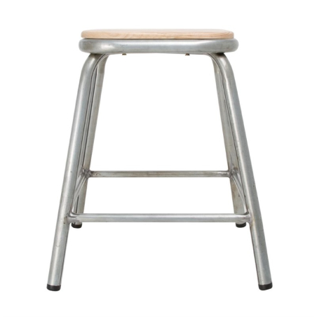 Tabouret bas en acier galvanis&eacute; avec assise en bois Bolero Cantina (lot de 4)