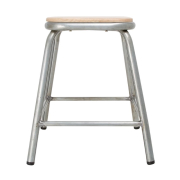 Tabouret bas en acier galvanis&eacute; avec assise en bois Bolero Cantina (lot de 4)