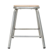 Tabouret bas en acier galvanis&eacute; avec assise en bois Bolero Cantina (lot de 4)