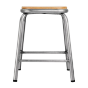 Tabouret bas en acier galvanis&eacute; avec assise en bois Bolero Cantina (lot de 4)