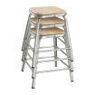 Tabouret bas en acier galvanis&eacute; avec assise en bois Bolero Cantina (lot de 4)