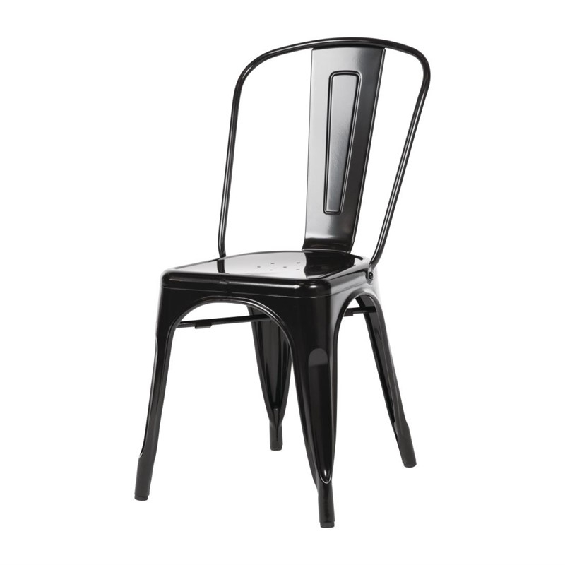Chaises bistro en acier noir Bolero (lot de 4)