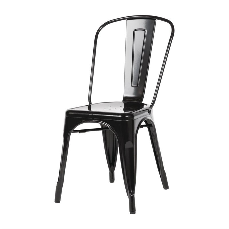 Chaises bistro en acier noir Bolero (lot de 4)