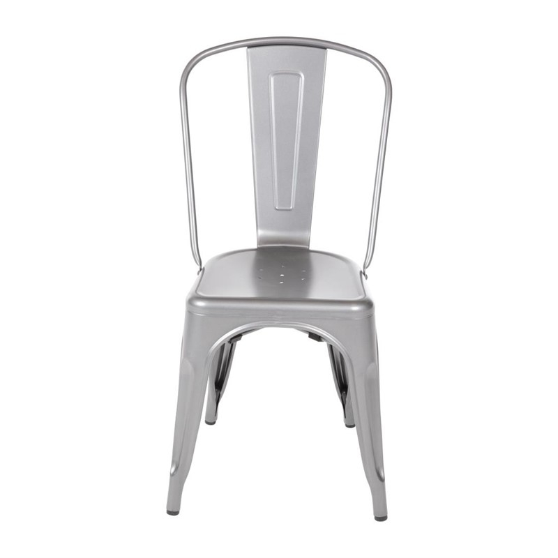 Chaises bistro en acier gris m&eacute;tallis&eacute; Bolero (lot de 4)