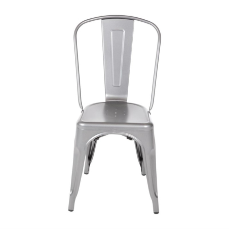 Chaises bistro en acier gris m&eacute;tallis&eacute; Bolero (lot de 4)