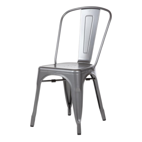 Chaises bistro en acier gris m&eacute;tallis&eacute; Bolero (lot de 4)