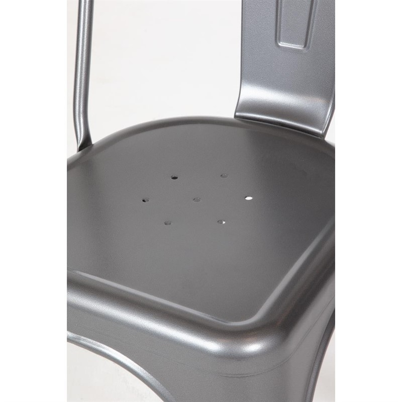 Chaises bistro en acier gris m&eacute;tallis&eacute; Bolero (lot de 4)