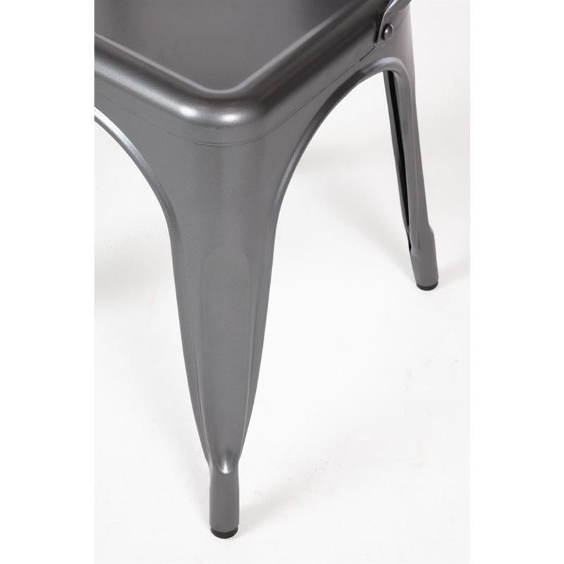 Chaises bistro en acier gris m&eacute;tallis&eacute; Bolero (lot de 4)