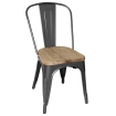 Chaises en acier avec assise en bois Bolero Bistro gris m&eacute;tallis&eacute; (lot de 4)