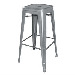 Tabourets hauts en acier galvanis&eacute; Bolero Bistro gris m&eacute;talis&eacute; (lot de 4)