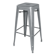 Tabourets hauts en acier galvanis&eacute; Bolero Bistro gris m&eacute;talis&eacute; (lot de 4)