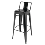 Tabourets hauts en acier noir avec dossier Bolero Bistro (lot de 4)