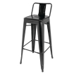 Tabourets hauts en acier noir avec dossier Bolero Bistro (lot de 4)