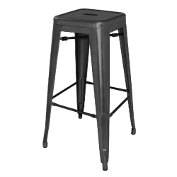 Tabourets hauts en acier galvanis&eacute; Bolero Bistro noirs (lot de 4)