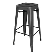 Tabourets hauts en acier galvanis&eacute; Bolero Bistro noirs (lot de 4)
