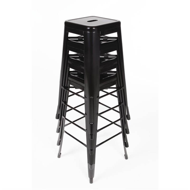 Tabourets hauts en acier galvanis&eacute; Bolero Bistro noirs (lot de 4)