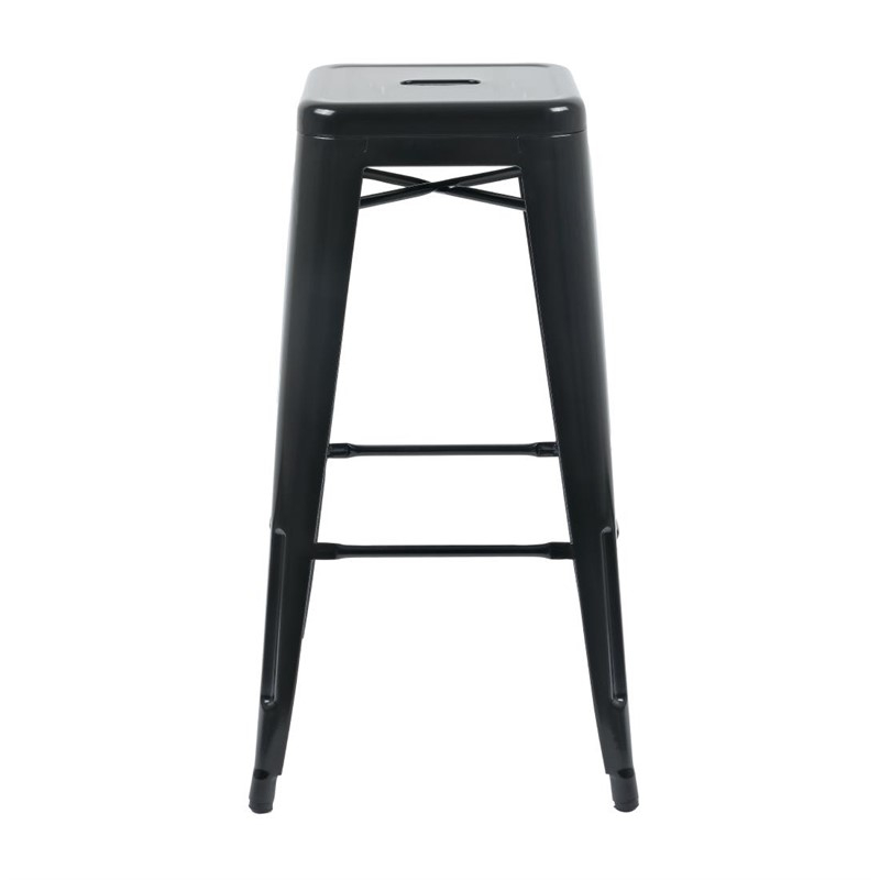 Tabourets hauts en acier galvanis&eacute; Bolero Bistro noirs (lot de 4)