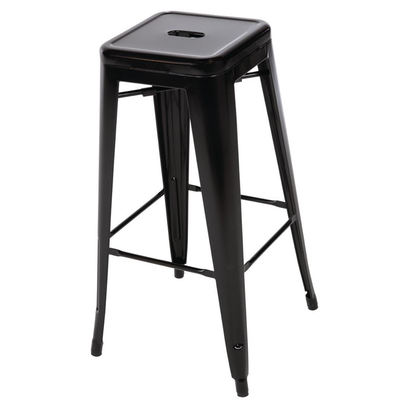 Tabourets hauts en acier galvanis&eacute; Bolero Bistro noirs (lot de 4)
