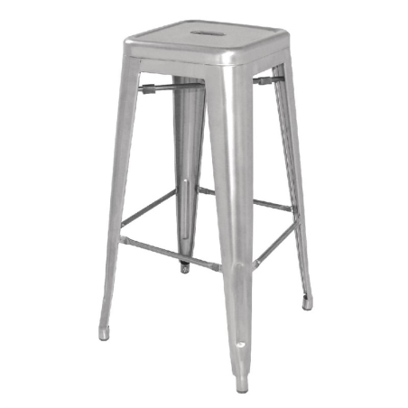 Tabourets hauts en acier galvanis&eacute; Bolero Bistro gris argent&eacute; (lot de 4)