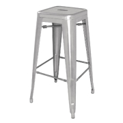 Tabourets hauts en acier galvanis&eacute; Bolero Bistro gris argent&eacute; (lot de 4)