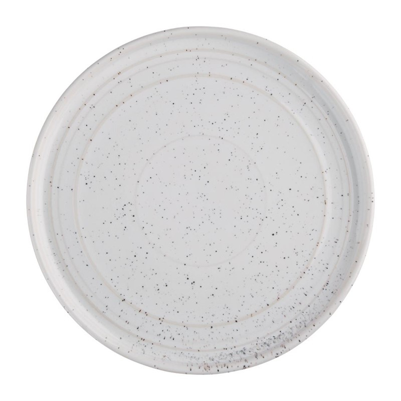 Assiettes plates rondes Olympia Cavolo blanc mouchet&eacute; 220mm (lot de 6)