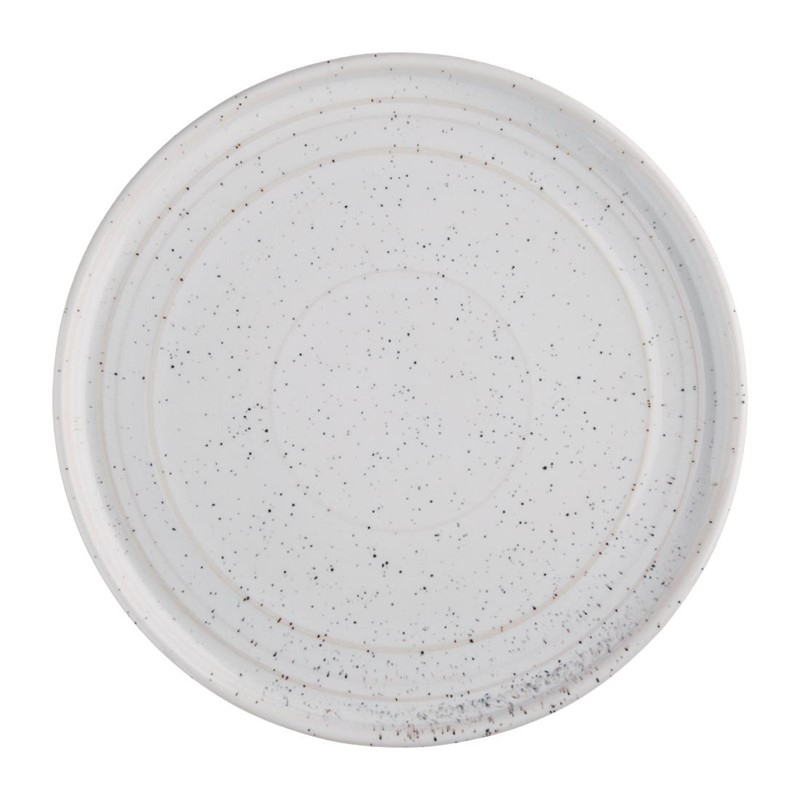 Assiettes plates rondes Olympia Cavolo blanc mouchet&eacute; 220mm (lot de 6)