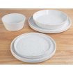 Assiettes plates rondes Olympia Cavolo blanc mouchet&eacute; 220mm (lot de 6)