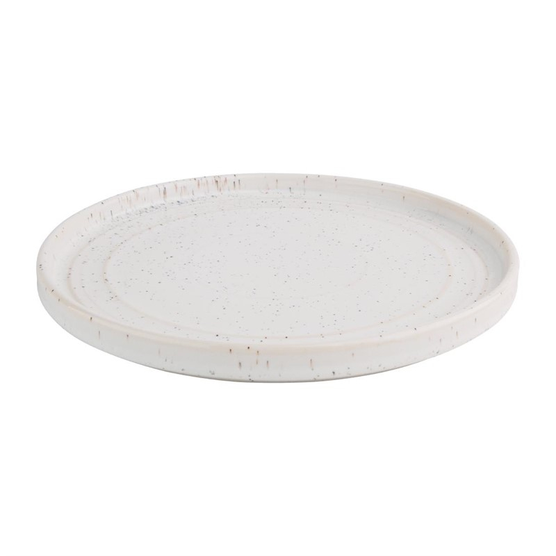Assiettes plates rondes Olympia Cavolo blanc mouchet&eacute; 220mm (lot de 6)