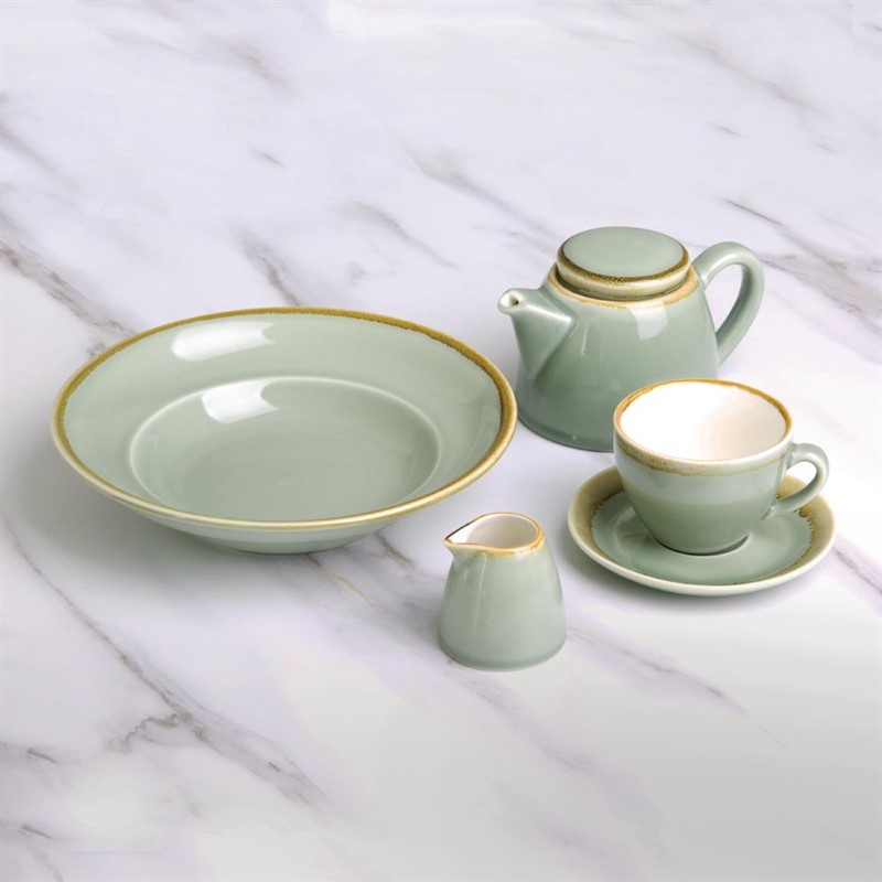 Assiettes &agrave; p&acirc;tes Olympia Kiln couleur mousse 250mm (lot de 4)