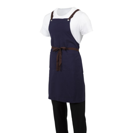 Tablier bavette en coton Southside bleu marine