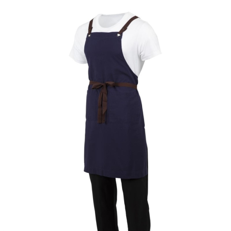 Tablier bavette en coton Southside bleu marine