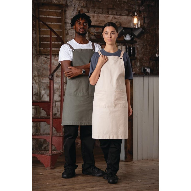 Tablier bavette en coton Southside kaki