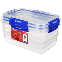 Bo&icirc;tes alimentaires rectangulaires Sistema Klip It Plus 2,2L (lot de 3)