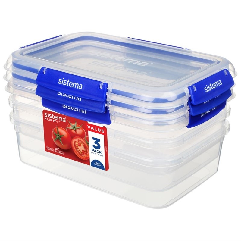 Bo&icirc;tes alimentaires rectangulaires Sistema Klip It Plus 2,2L (lot de 3)