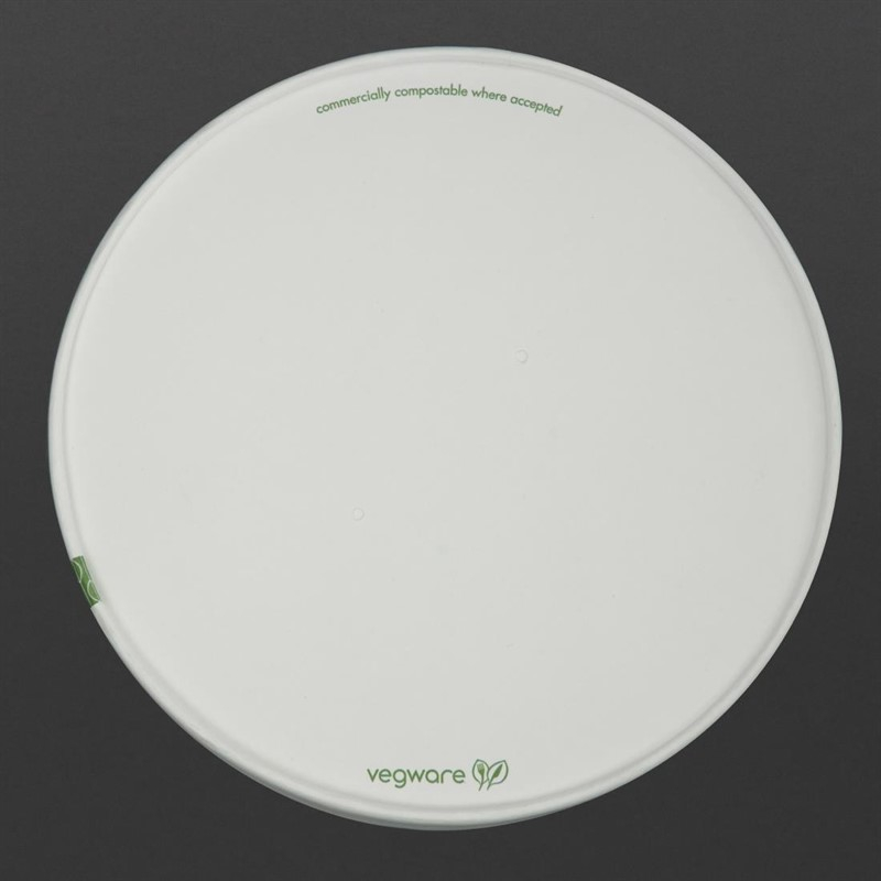 Couvercles &agrave; trous en carton doubl&eacute; PLA s&eacute;rie 185 Vegware (lot de 300)
