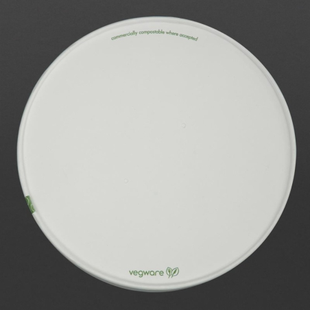Couvercles &agrave; trous en carton doubl&eacute; PLA s&eacute;rie 185 Vegware (lot de 300)