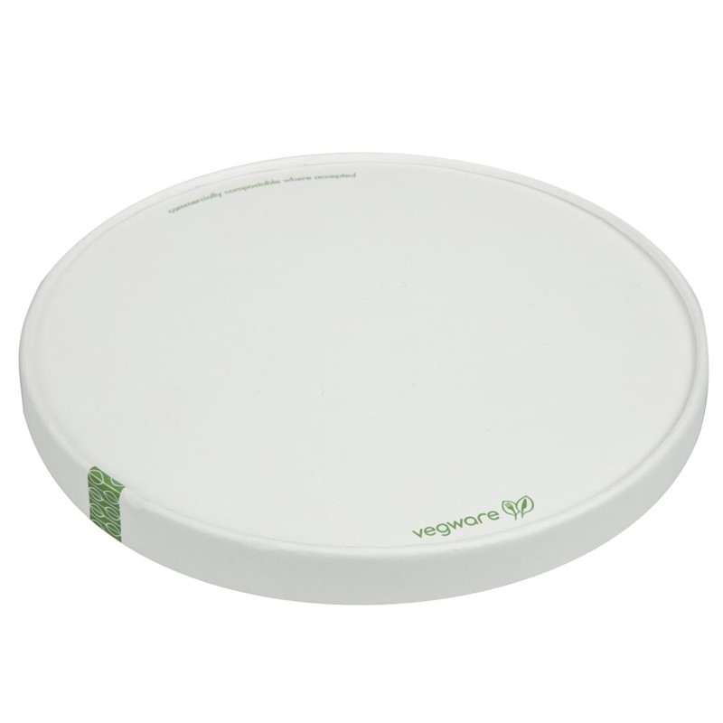 Couvercles &agrave; trous en carton doubl&eacute; PLA s&eacute;rie 185 Vegware (lot de 300)