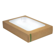 Grandes bo&icirc;tes compostables avec plateau et couvercle &agrave; fen&ecirc;tre Vegware (Lot de 25)
