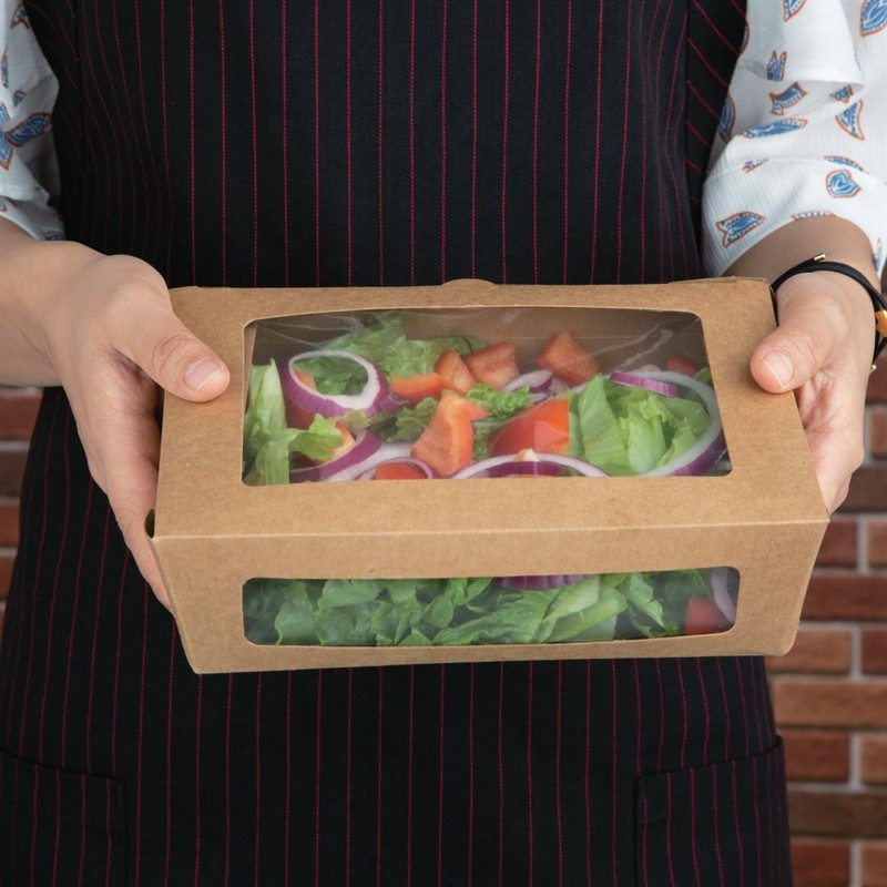 Bo&icirc;tes salade avec fen&ecirc;tre PET Fiesta Recyclable 1600ml (lot de 100)