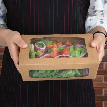 Bo&icirc;tes salade avec fen&ecirc;tre PET Fiesta Recyclable 1600ml (lot de 100)