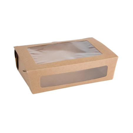 Bo&icirc;tes salade compostables avec fen&ecirc;tre en PLA Fiesta Compostable 1600ml (lot de 200)