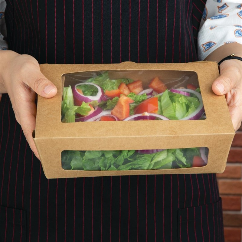 Bo&icirc;tes salade compostables avec fen&ecirc;tre en PLA Fiesta Compostable 1600ml (lot de 200)