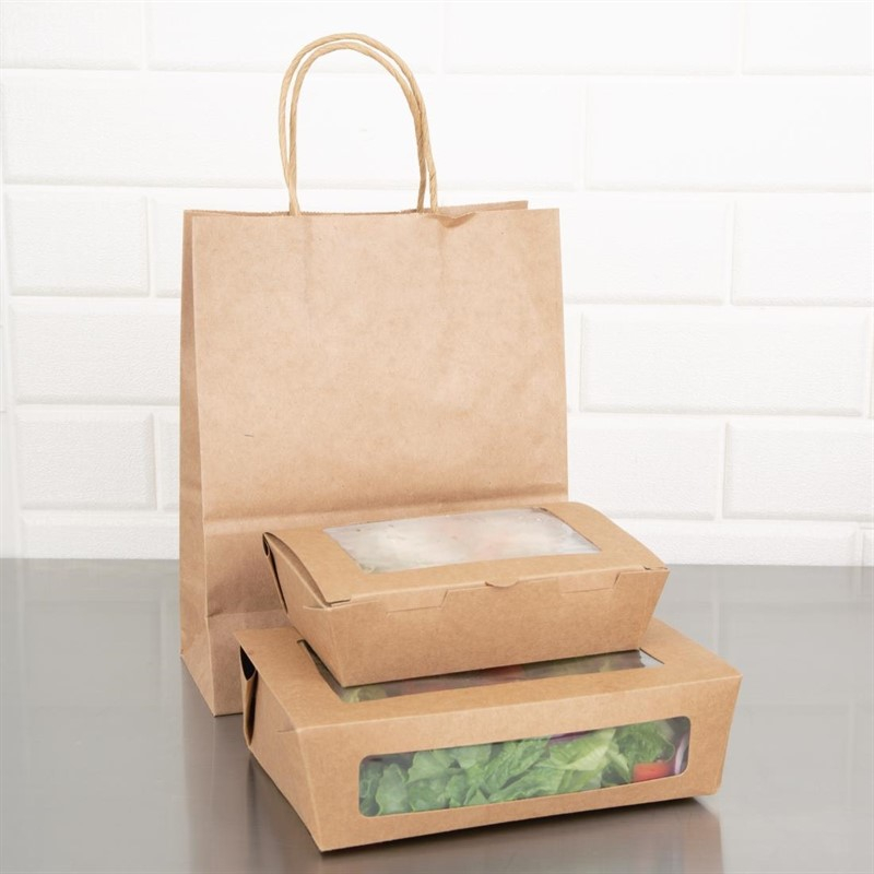 Bo&icirc;tes salade compostables avec fen&ecirc;tre en PLA Fiesta Compostable 1600ml (lot de 200)