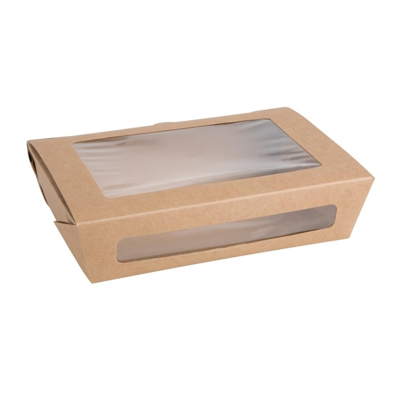 Bo&icirc;tes salade compostables avec fen&ecirc;tre en PLA Fiesta Compostable 1200ml (lot de 200)