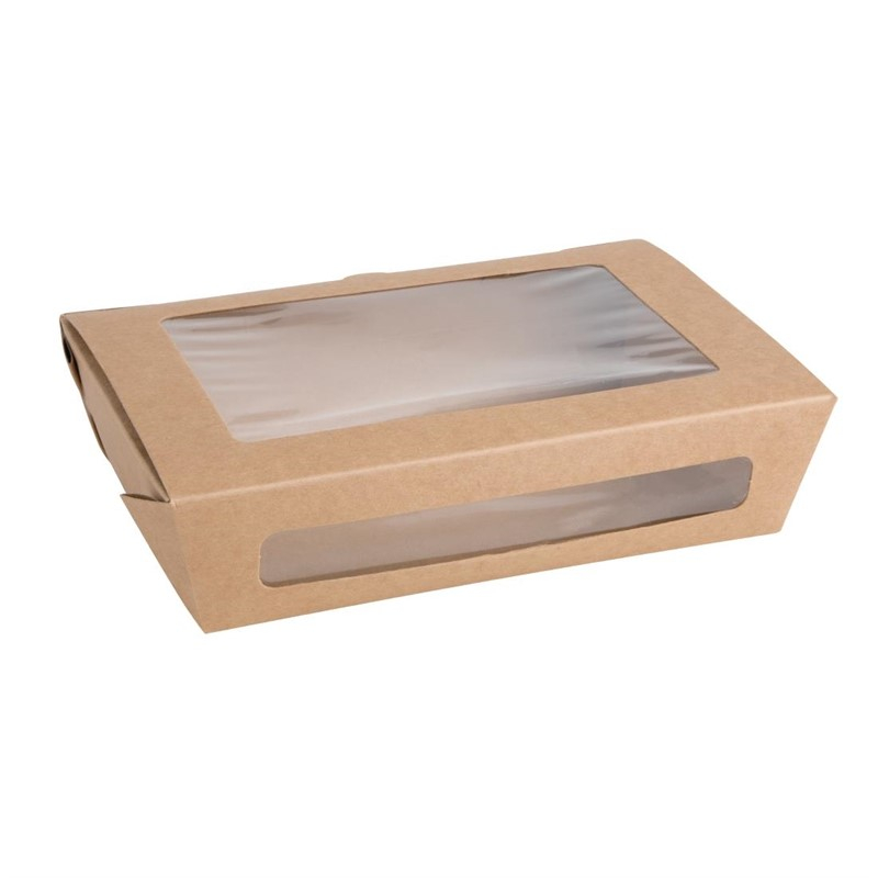 Bo&icirc;tes salade compostables avec fen&ecirc;tre en PLA Fiesta Compostable 1200ml (lot de 200)